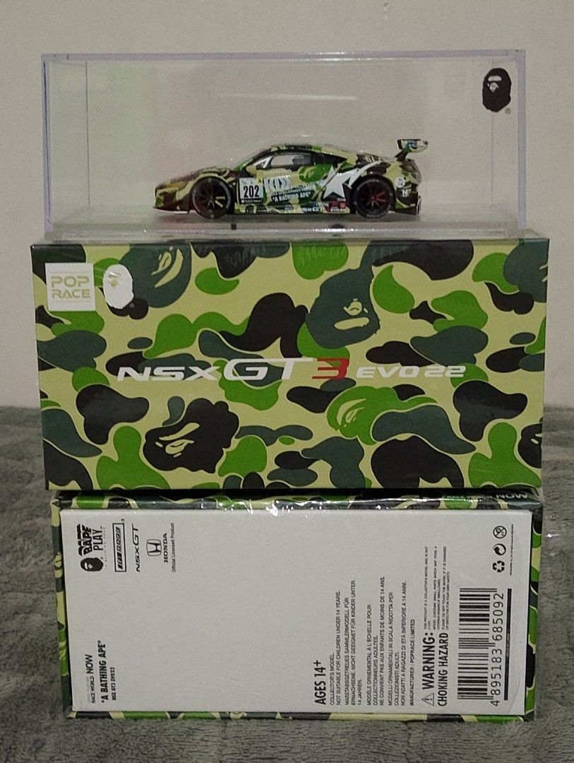 Pop Race A Bathing Ape NSX GT3 EVO22 (Category: Vehicle & Diecast Models) located in Taguig. Submitted by hance-style03 (Listing ID 1469402775, Image 2). Description: POP RACE X BAPE HONDA NSX GT3 EVO22 1,999 UNSEALED (MINT) TAGUIG/MAKATI LOC PM/VC/UNLI VOUCH MOP:GCASH /BANK TRANSFER MOP:LALAMOVE/LBC/JNT .