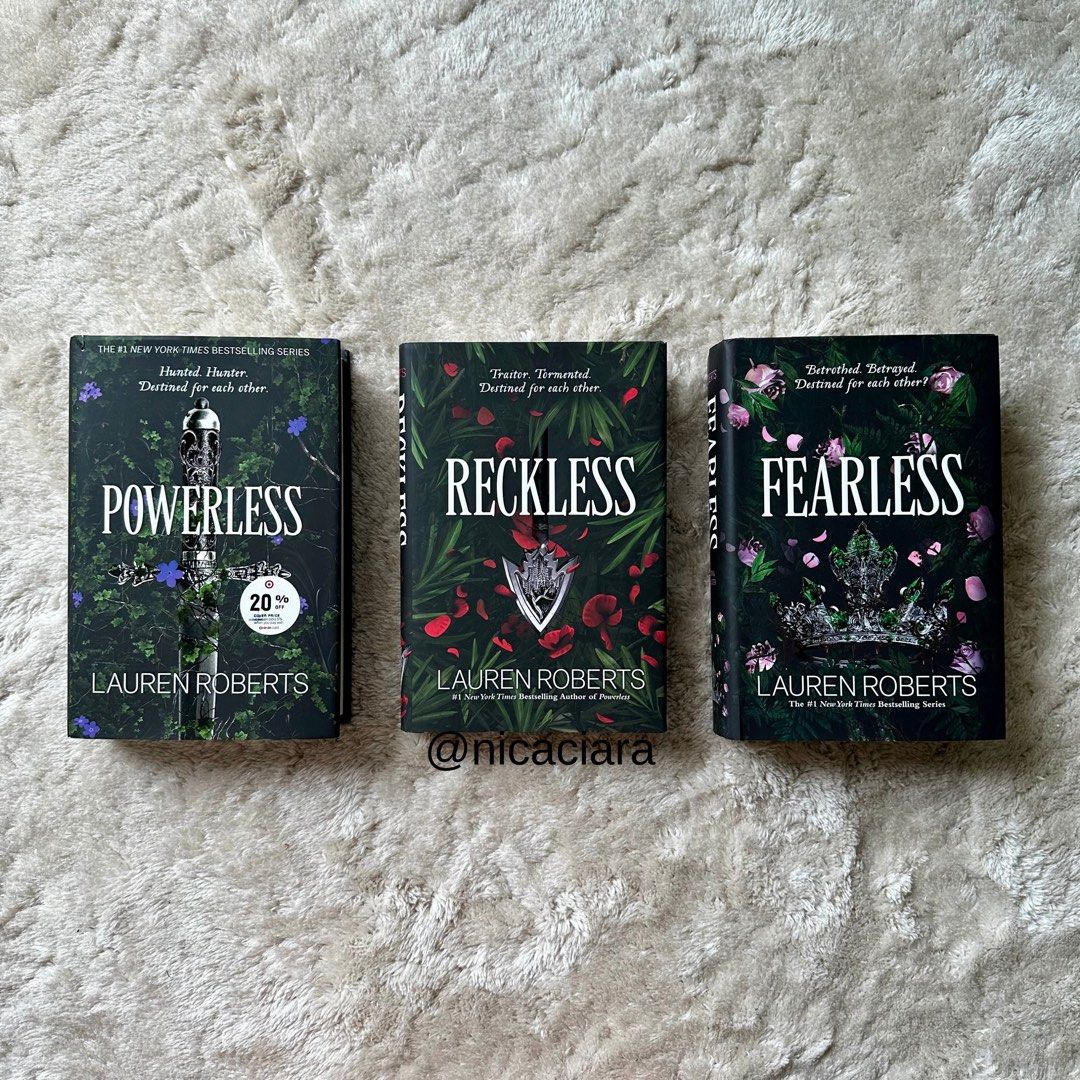 Powerless Trilogy Set by Lauren Roberts (Category: Storybooks) located in Tagbilaran City. Submitted by nicaciara (Listing ID 1469478933, Image 3). Description: Brand new books, purchased in the US 🇺🇸📚 - Sold as Set: Powerless, Reckless, and Fearless by Lauren Roberts - Format: Hardcover editions complete with dust jackets - Publisher: Simon & Schuster - Genre: Fantasy romance - Condition: Brand new / Great read for fantasy fans.