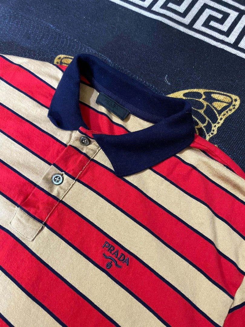PRADA STRIPE POLO SHIRT (Category: Tshirts & Polo Shirts ) located in Quezon City. Submitted by thrift.sta (Listing ID 1469452061, Image 2). Description: excellent no flaws 28x21 1500 +shipping fee.