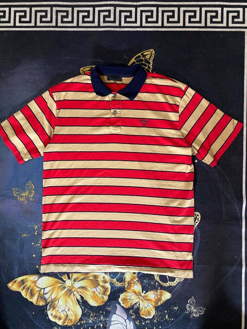 PRADA STRIPE POLO SHIRT (Category: Tshirts & Polo Shirts ) located in Quezon City. Submitted by thrift.sta (Listing ID 1469452061, Image 1). Description: excellent no flaws 28x21 1500 +shipping fee.
