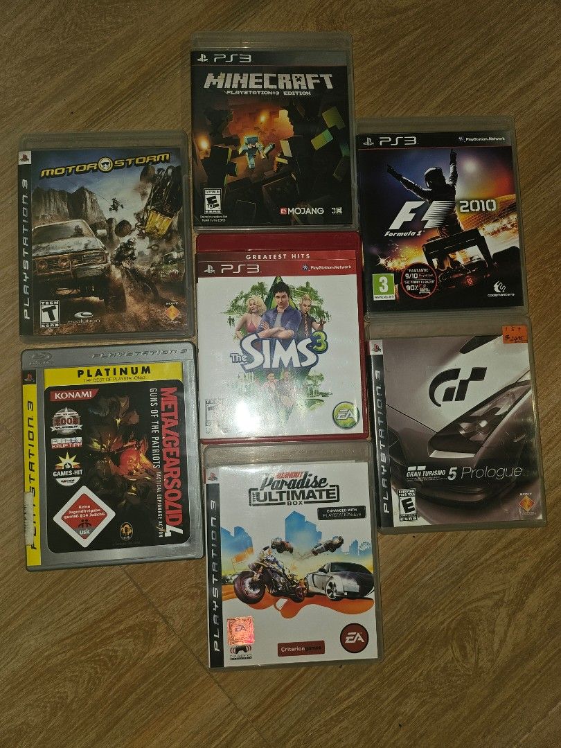 PS3 GAMES FOR SALE (Category: PlayStation) located in Cebu City. Submitted by chikoritaq (Listing ID 1469426829, Image 1). Description: formula 1, sims 3, motor storm, gran turismo 5 prologue, burnout paradise the ultimate box, - 500 metal gear solid 5, minecraft - 700. all working last time i will only respond to sure buyers, i will ignore your message you are not sure.