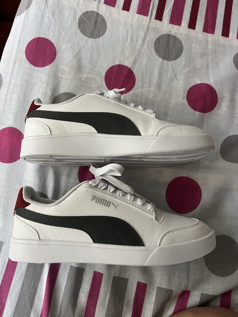 PUMA SHUFFLE (Category: Sneakers) located in Antipolo. Submitted by jpgsells (Listing ID 1469408019, Image 2). Description: Puma Shuffle (white/ shadow gray / Intense Red Used only once to try. Can pass as brand new. With box.