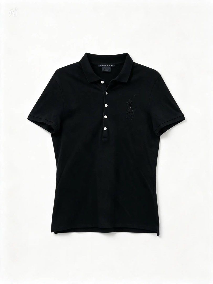 RALPH LAUREN (Category: Shirts) located in Davao. Submitted by sart0ria85 (Listing ID 1469549421, Image 1). Description: A classic polo shirt in black with the polo logo in black sequins. A rare find. 97%COTTON 3%ELASTANE MADE IN THAILAND 🇹🇭 LARGE. Size 8 EXCELLENT CONDITION (90/100) .