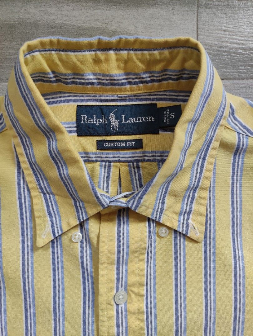 Ralph Lauren 2000s Striped Button-Down Shirt (Category: Formal Shirts) located in Calamba. Submitted by alorbis96758 (Listing ID 1469430874, Image 3). Description: Chest Width : 20" Length : 30" Best Fit : Small Tall Color Rate : 9.8 Flaws : ❌.