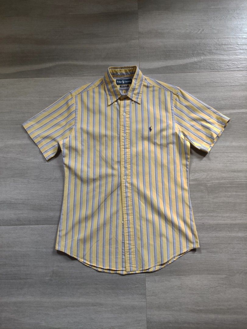 Ralph Lauren 2000s Striped Button-Down Shirt (Category: Formal Shirts) located in Calamba. Submitted by alorbis96758 (Listing ID 1469430874, Image 1). Description: Chest Width : 20" Length : 30" Best Fit : Small Tall Color Rate : 9.8 Flaws : ❌.