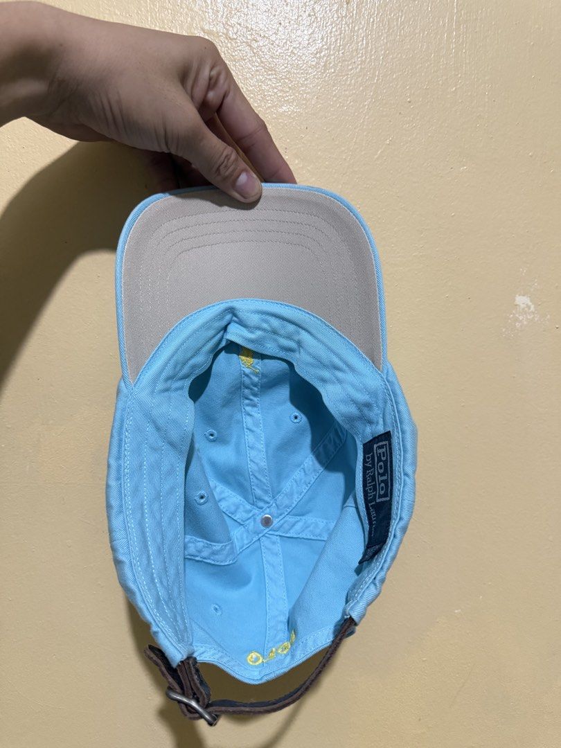 Ralph Lauren sky blue leather strap cap (Category: Caps & Hats) located in Daraga. Submitted by casualthread (Listing ID 1469537010, Image 3). Description: Authentic Need wash lang sa may strap Adult size Solid pa.
