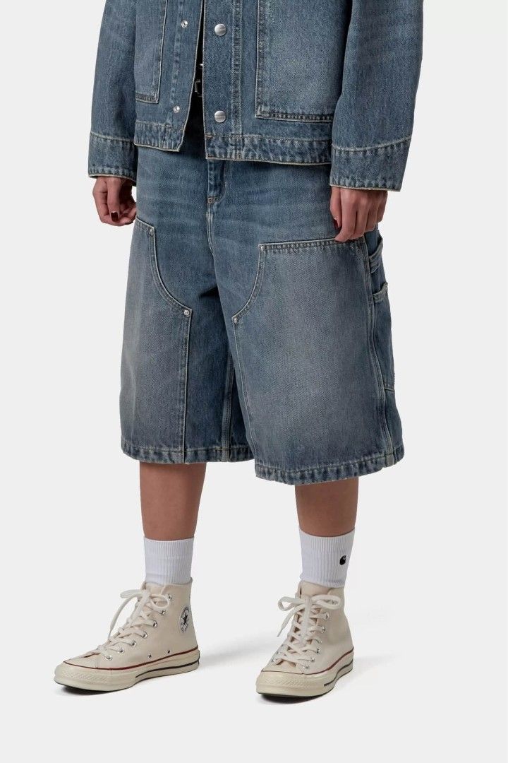 Random double knee carpenter jorts (Category: Shorts) located in Navotas City. Submitted by DalVintage (Listing ID 1469561114, Image 1). Description: No brand Dknee carpenter jorts Need wash 31 to 32 22 length 13 leg opening.