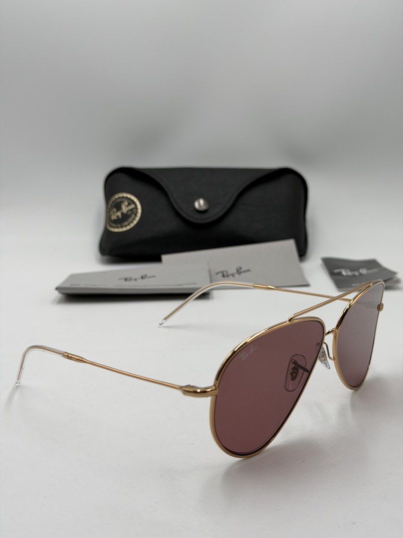 Ray-Ban Aviator Reverse Sunglasses (Model RBR0101S). (Category: Luxury Accessories) located in Lipa City. Submitted by _cmluxephilippines (Listing ID 1469405760, Image 2). Description: Ray-Ban Aviator Reverse Sunglasses (Model RBR0101S). This distinctive style is part of the Ray-Ban Reverse collection, which subverts traditional design by featuring a concave (inverted) lens that curves inward toward the face rather than outwards, while still main