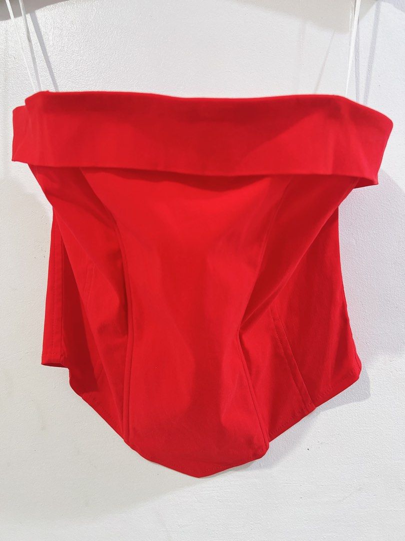 Red Corset tube (Category: Others Tops) located in Cavite. Submitted by wishie_collects (Listing ID 1469439381, Image 1). Description: Size Small Luwag sa Xs Like New.