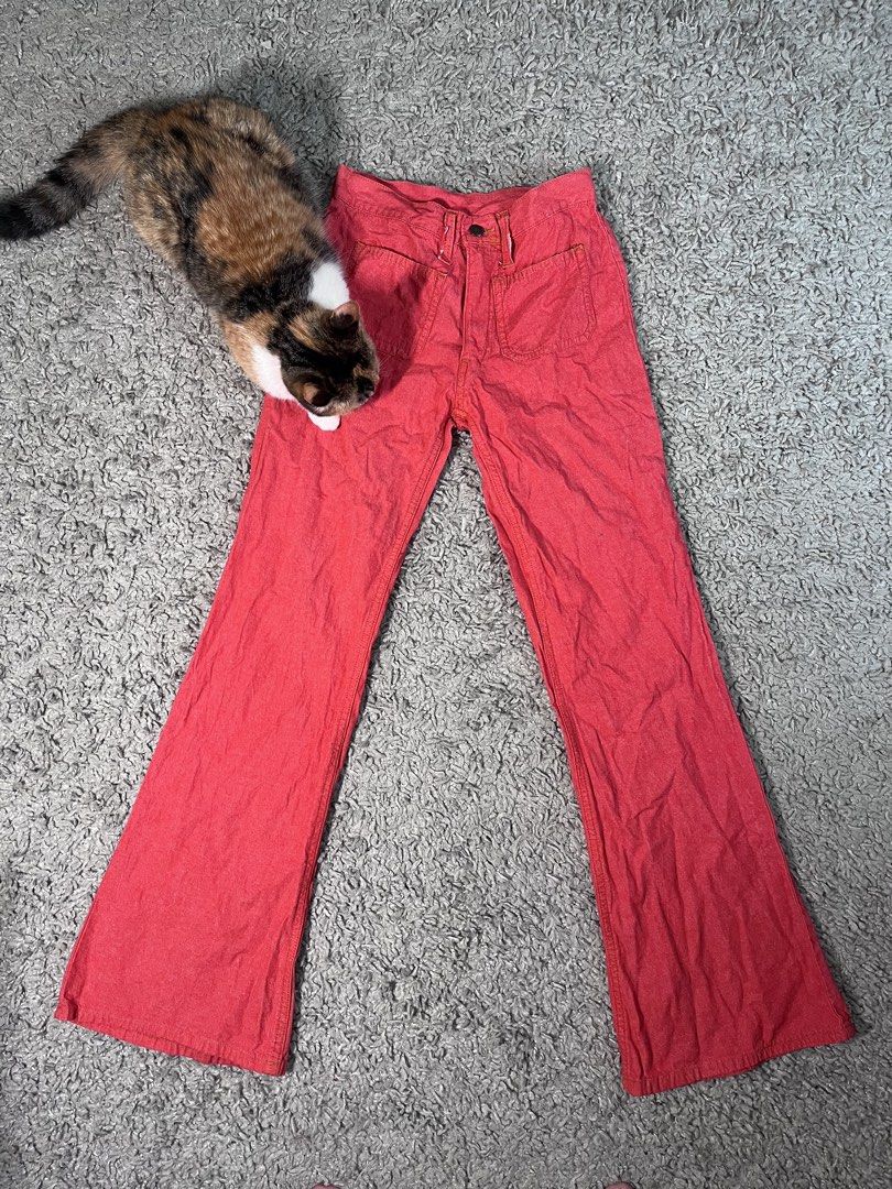 red flare pants (Category: Jeans) located in Davao. Submitted by fromadollscloset (Listing ID 1469432154, Image 1). Description: [READ MY BIO FIRST!] ⭐️ description ⭐️ - rfs: too snug alr.