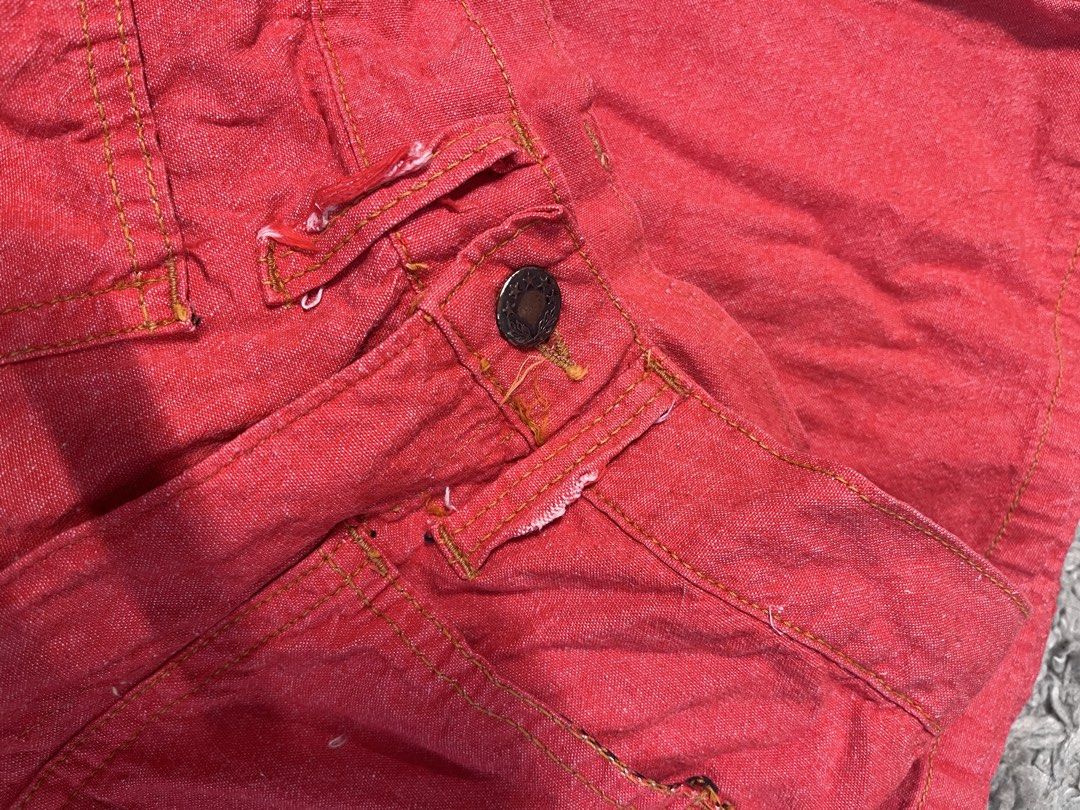 red flare pants (Category: Jeans) located in Davao. Submitted by fromadollscloset (Listing ID 1469432154, Image 3). Description: [READ MY BIO FIRST!] ⭐️ description ⭐️ - rfs: too snug alr.