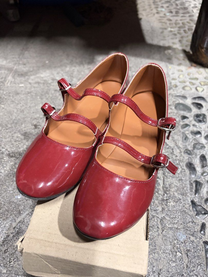 Red Mary Jane Double Strap Patent Flats (Category: Flats & Sandals) located in Manila. Submitted by lily_rye (Listing ID 1469494540, Image 3). Description: Mary Jane - Twice lang na gamit - Like new pa 📍Carmona, Cavite .