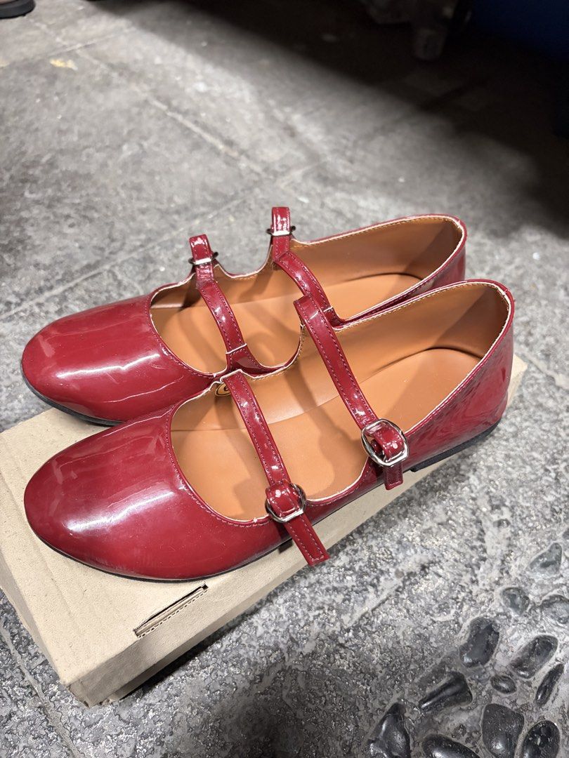Red Mary Jane Double Strap Patent Flats (Category: Flats & Sandals) located in Manila. Submitted by lily_rye (Listing ID 1469494540, Image 2). Description: Mary Jane - Twice lang na gamit - Like new pa 📍Carmona, Cavite .