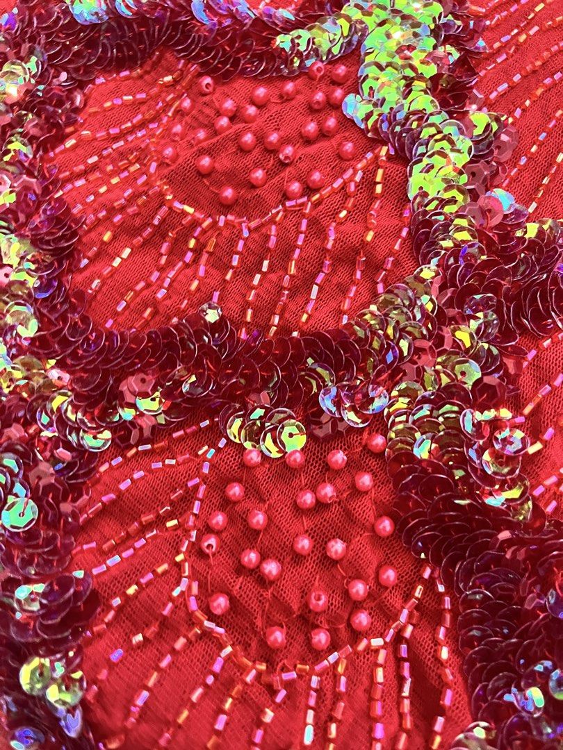 Red y2k beaded sequin top (Category: Blouses) located in Davao. Submitted by lovedfaerie (Listing ID 1469526903, Image 3). Description: 10/10!!! S-m .