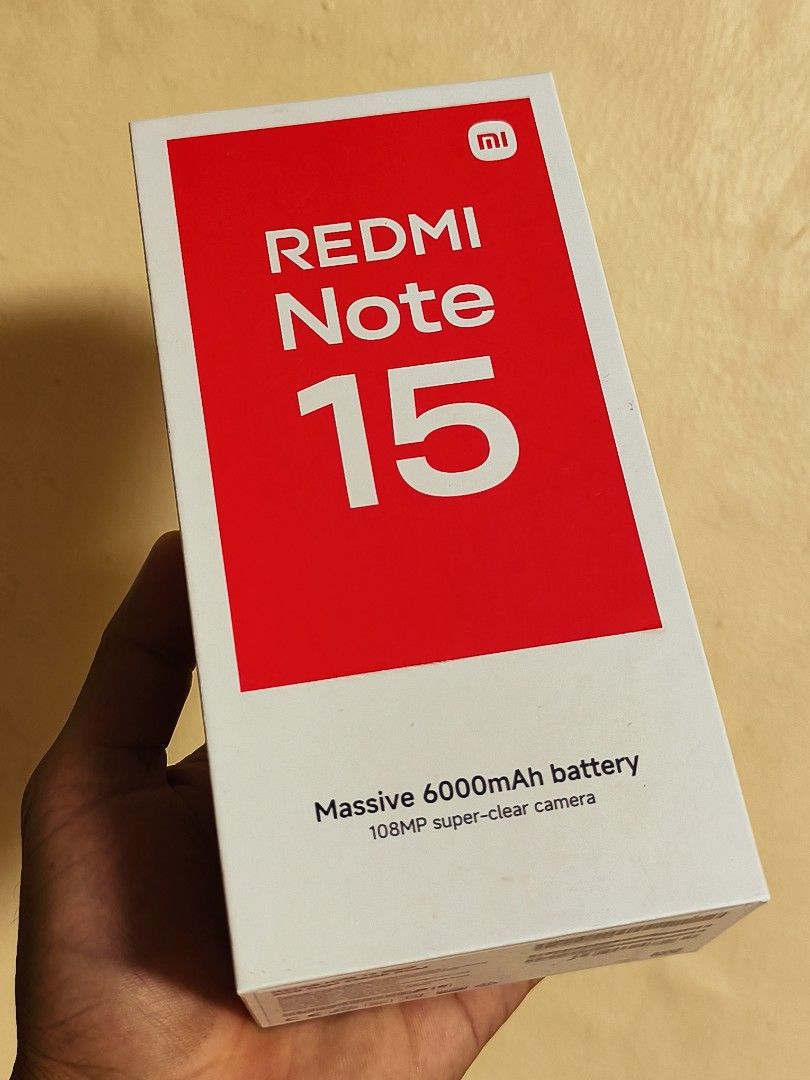 REDMI NOTE 15 8/256gb (Category: Xiaomi) located in Manila. Submitted by daveang222 (Listing ID 1469547126, Image 1). Description: REDMI NOTE 15 8/256gb SPECS: 2 months old -108MP Rear Camera -20MP Front Camera -6000mAh Battery -AMOLED Display -120Hz Refresh Rate -Android version 16 -MediaTek Helio G99-Ultra -Corning Gorilla Glass 5 -In Display Fingerprint Sensor -Wet Touch Control 2months lng bihira pa nagamit 💸 9500 Pasig / cainta location 📌.