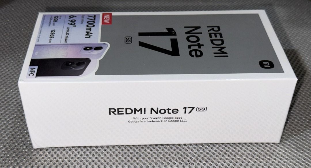 Redmi Note 17 5G (Category: Xiaomi) located in Bacoor. Submitted by markymark35 (Listing ID 1469425374, Image 2). Description: Brand New and Sealed.