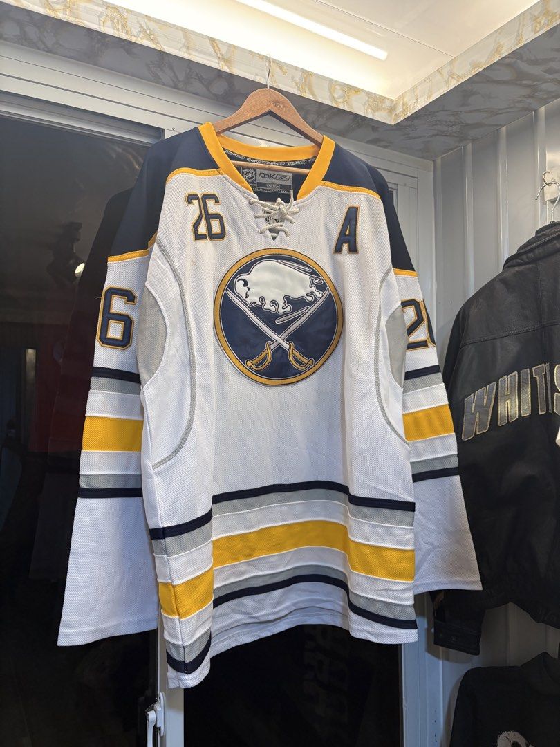 Reebok NHL Thomas Vanek Playoff Jersey (Category: Activewear) located in Butuan. Submitted by ragscurations (Listing ID 1469494458, Image 1). Description: Good condition Yellow stain Embroidered / Patches No major flaws.