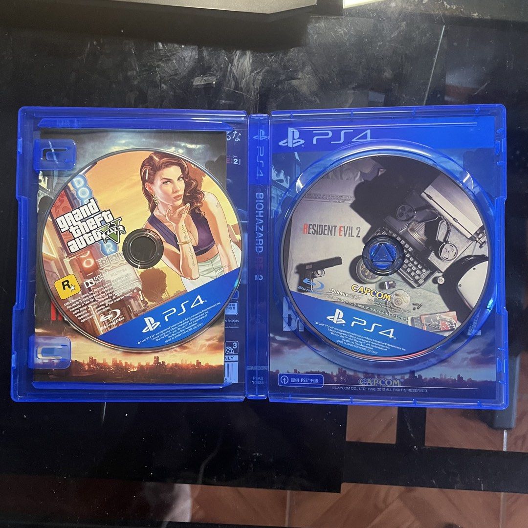 Resident Evil 2 + GTA V (Category: PlayStation) located in Baguio. Submitted by johannnid24076 (Listing ID 1469496586, Image 2). Description: - Platform: PlayStation 4 - Included games: Resident Evil 2 AND Grand Theft Auto V (both discs included) - Condition: Case has normal shelf wear, cover art matches Resident Evil 2 - Perfect bundle for horror and open-world fans looking for great value ISSUE: GTA V STUCK AT 20% Installment (Kayo na magpaayos