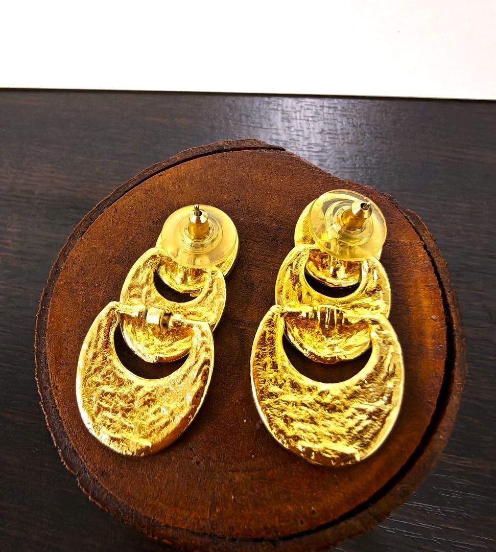 Retro 1980s Multi-Color Enamel Drop Earrings Gold Tone, Women's Fashion ...