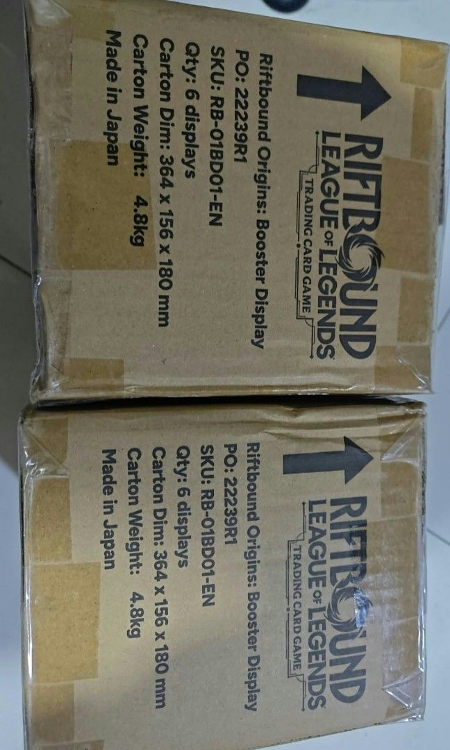 Riftbound Origins Sealed Case (Category: Card Boxes & Cases) located in Manila. Submitted by joweestrada.9 (Listing ID 1469483662, Image 1). Description: SELLING 2CASE RIFTBOUND ORIGINS 92K EACH PM SA INTERESADO..