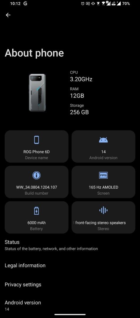 Rog 6D (Category: Asus) located in Quezon City. Submitted by jepchun (Listing ID 1469565108, Image 3). Description: selling my ROG 6D 256/12GB complete with box and accessories open for swap also z flip 5 s23 flip phone.