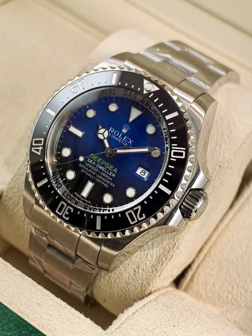 Rolex Sea-Dweller James Cameron (Category: Luxury Watches) located in Quezon City. Submitted by tee_time_watches (Listing ID 1469485729, Image 2). Description: Fun fact: The Rolex Deepsea Challenge worn by James Cameron during his historic 2012 solo dive to the Mariana Trench was engineered to withstand depths of 12,000 meters — a true triumph of watchmaking under extreme pressure. 2017 Rolex Sea-Dweller DEEP SEA JAMES CAMERON COMPLETE / 9.5 of 1