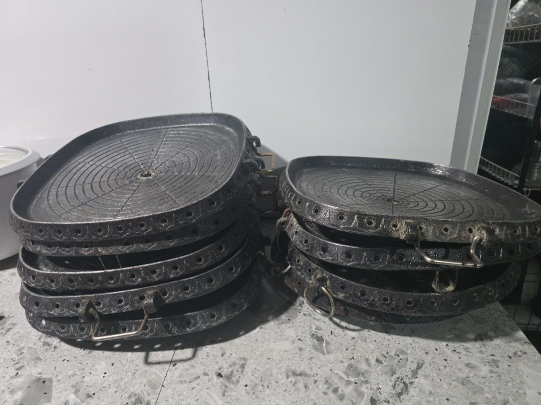 Samgyupsal table set, grill pans (Category: Cookware & Accessories) located in Manila. Submitted by athaliedag21143 (Listing ID 1469557981, Image 3). Description: - 5 sets samgupsal table w/4cahirs inclusion. Built-in drainage holes around the rim to manage excess oil - Selling as a complete bundle (all 9 pieces together).