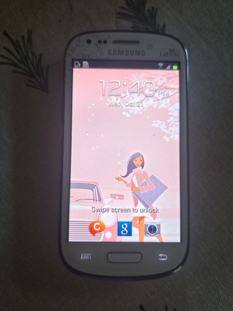 SAMSUNG S3 mini La Fleur (Category: Samsung) located in Antipolo. Submitted by cheche2111 (Listing ID 1469428076, Image 3). Description: This device is the Samsung Galaxy S III Mini La Fleur Edition (Model GT-I8190), a special floral-themed variant released around early 2013..
