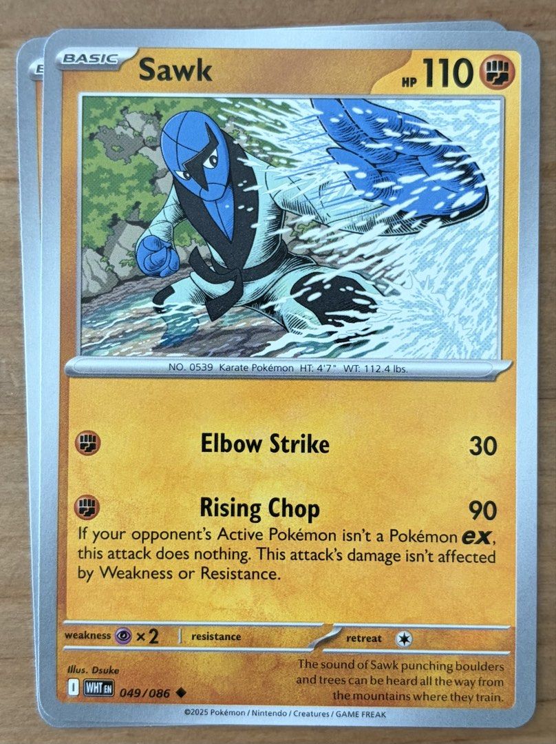 Sawk | Pokemon Cards ~ White Flare (Category: Raw Singles) located in Makati City. Submitted by cardlab (Listing ID 1469568421, Image 1). Description: Items are 💯 authentic/original/legit. About The Card: •Language: EN • Number: 049/086 • Uncommon • Normal FOR: • Cards ₱99 and below with Card Sleeves • Cards ₱100 and up with Card Sleeves and Used Toploader • ₱10 for Bnew Tops Packaging (If Shipping): ✔️ Plastic cover ✔️ Cardboard ✔️ Bubble wrap 