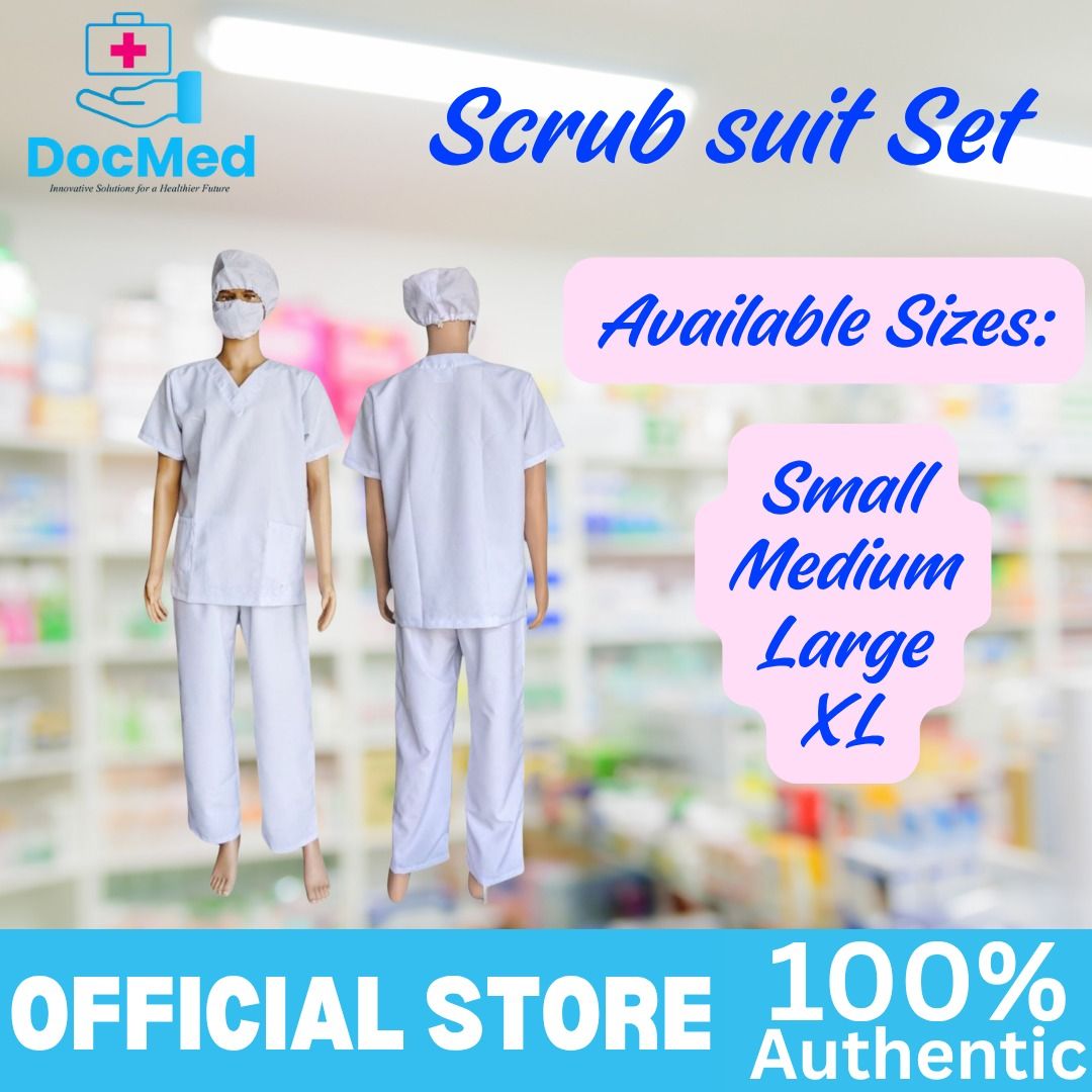 SCRUBSUIT WHITE COMPLETE SET AVAILABLE IN SMALL TO 3XL SIZES (Category: Medical Supplies & Tools) located in Quezon City. Submitted by marketings84097 (Listing ID 1469464804, Image 1). Description: .