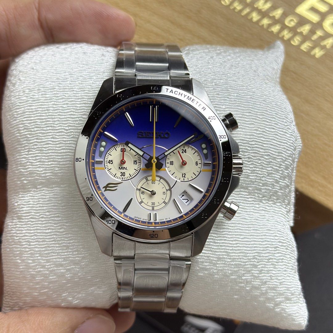 Seiko × Yamagata Shinkansen E8 Series “Tsubasa” (Category: Men's Watches) located in Manila. Submitted by geraaardtorres (Listing ID 1469561656, Image 1). Description: Brand New Seiko × Yamagata Shinkansen E8 Series “Tsubasa” Debut Commemorative Limited Edition Ref: 51368 Limited to 5,000 Pieces Worldwide Specifications: ‣ Seiko Quartz Chronograph Movement ‣ 39.8mm Stainless Steel Case ‣ 12.8mm Thickness | 47.0mm Lug-to-Lug ‣ Dial Inspired by the