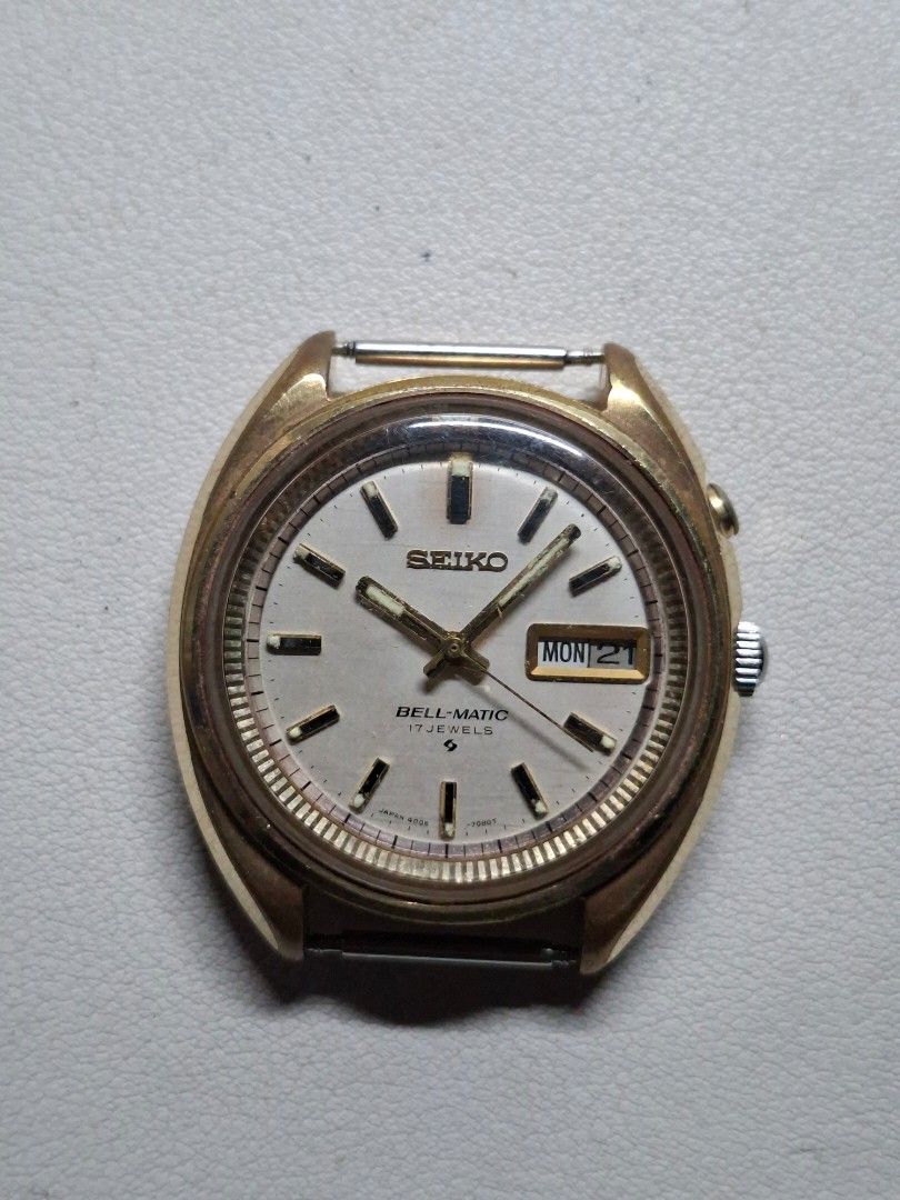 Seiko Bell-Matic 4006-7080 Automatic (Category: Men's Watches) located in Iloilo. Submitted by KCY_Timepieces (Listing ID 1469463650, Image 1). Description: Condition: Replacement crown Model: Seiko Bellmatic Material: Stainless steel Color: Champagne Bracelet: none Case Size: Lug Width: Inclusions: Watch Only *********************************************** MOP: COD/COP, Bank Transfer, Gcash All deposits are non refundable and non transferable to