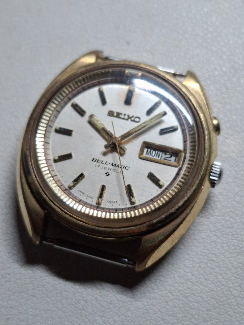 Seiko Bell-Matic 4006-7080 Automatic (Category: Men's Watches) located in Iloilo. Submitted by KCY_Timepieces (Listing ID 1469463650, Image 2). Description: Condition: Replacement crown Model: Seiko Bellmatic Material: Stainless steel Color: Champagne Bracelet: none Case Size: Lug Width: Inclusions: Watch Only *********************************************** MOP: COD/COP, Bank Transfer, Gcash All deposits are non refundable and non transferable to