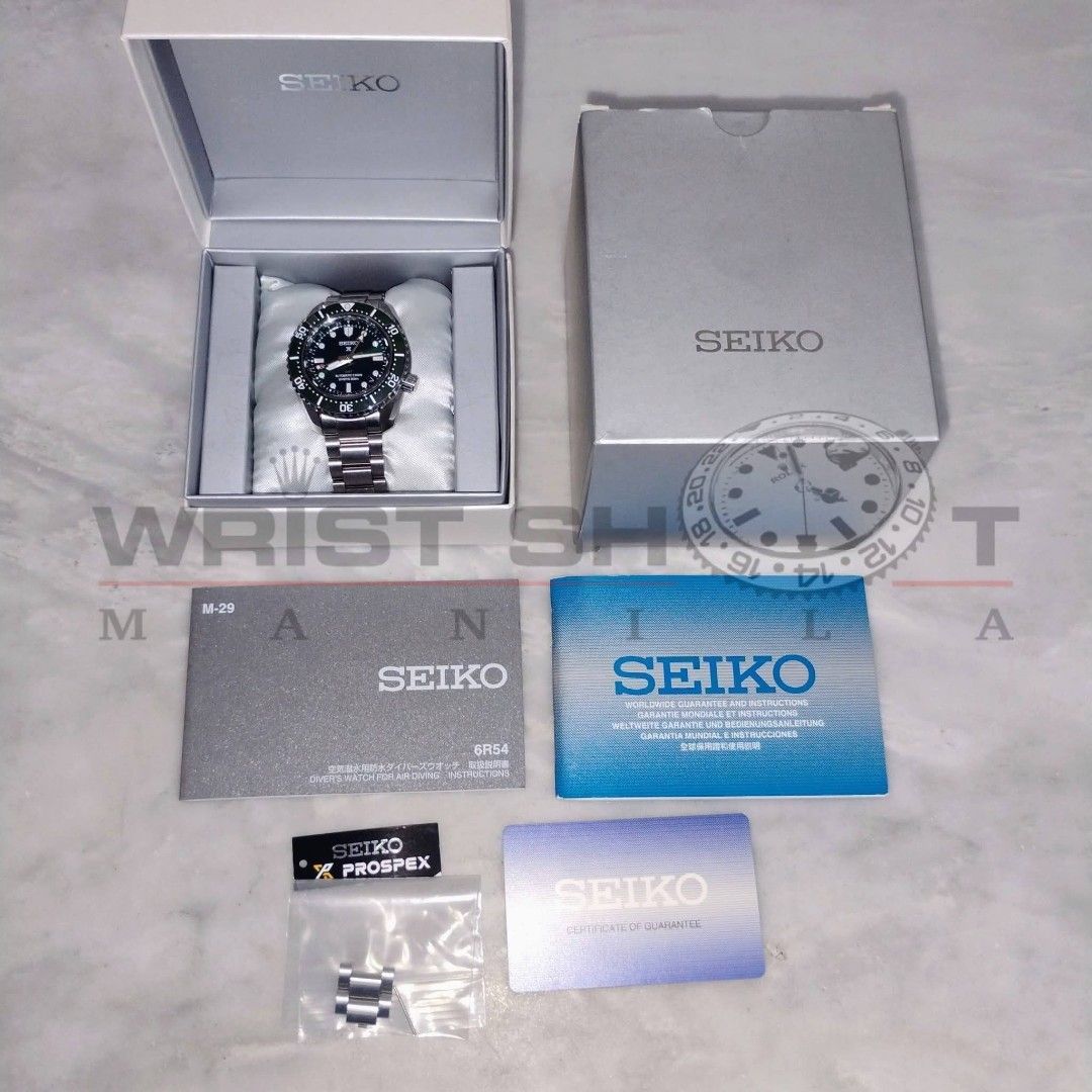 Seiko Prospex GMT Green Dial (Category: Everything Else Others) located in Quezon City. Submitted by wristshotmanila (Listing ID 1469400250, Image 2). Description: Seiko Prospex GMT Green Dial 65,000 pesos 1968 Diver's Modern Interpretation Reference: SPB381J1 Case: 42mm Movement: automatic Rating: 9/10 Year: 2023 Local AD Complete set red app: @wristshotmanila black app: @wristshotmanila #wristshotmanila #seikoprospex #seikogmt #seiko #seikowatc
