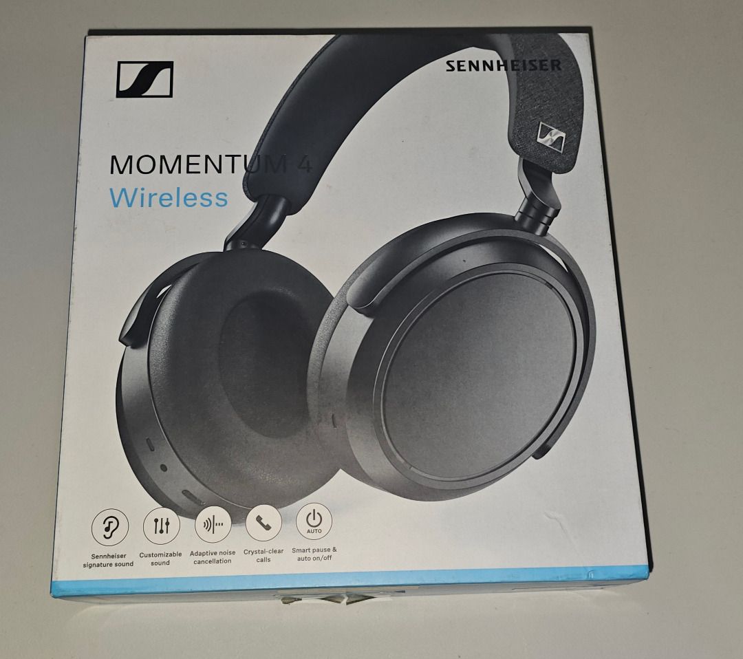 Sennheiser Momentum 4 (Category: Headphones & Headsets) located in Quezon City. Submitted by jeddizon21 (Listing ID 1469489344, Image 1). Description: For Sale: Sennheiser Momentum 4 Wireless Price: Php 9,000 Location: Quezon City (SM North, Trinoma, SM Cubao, Gateway) -For authenticity, verifiable via Sennheiser app. -DOP: Oct 2024, bought at Egghead Shangri-la (No more receipt) -Smooth, no torn leather on the pads. -Still good as new, rarely us