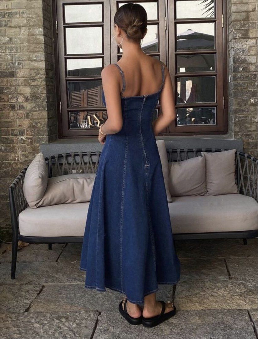 Shein Casual Denim Dress | Medium (Category: Dresses) located in Manila. Submitted by prelovedbymrsd (Listing ID 1469436431, Image 2). Description: 👗 PRE-LOVED CLOTHES FOR SALE 🛍️ DETAILS: - size medium (bust: 84cm ; waist: 76cm ; length: 110cm) - zipper back - adjustable spaghetti strap ORIGINAL PRICE: ₱942 selling price: ₱550 📌 PLEASE READ BEFORE BUYING: * All items are in good condition. * First to pay gets the item. * Discount available wh