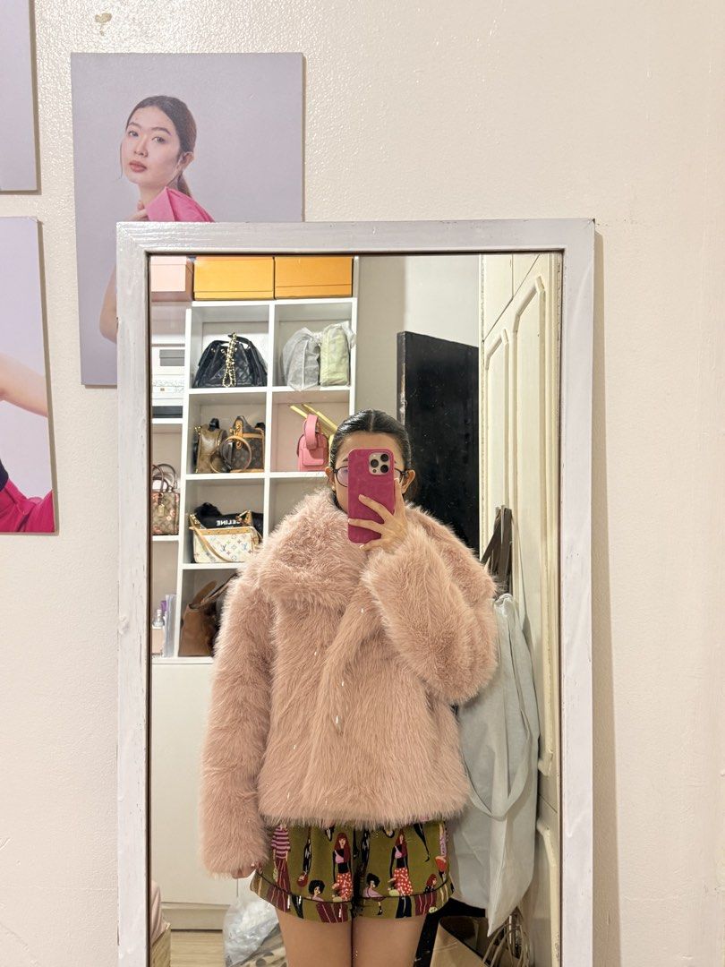 SHEIN PINK FUR JACKET (Category: Coats, Jackets and Outerwear) located in Quezon City. Submitted by shopmyprelovedph (Listing ID 1469509079, Image 2). Description: Brand new Size XS BUST 32-34 Waist 25-26.