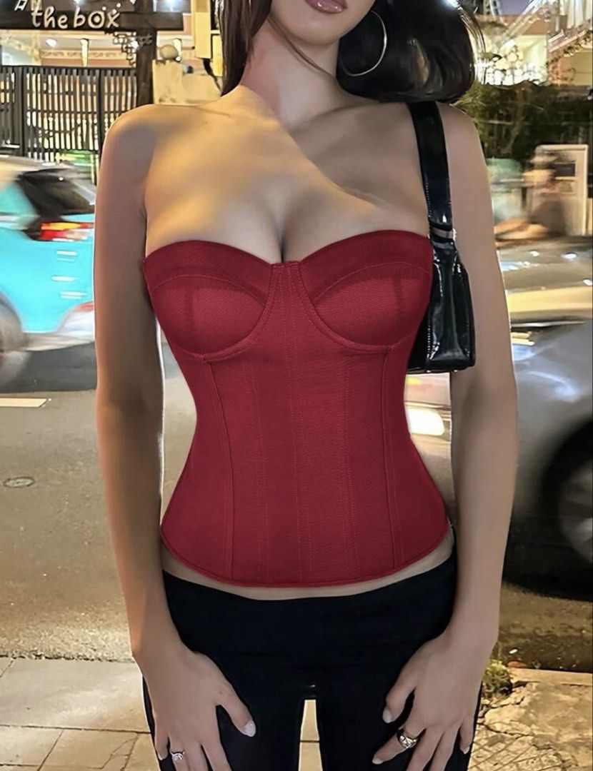 SHEIN RED CORSET TOP in size LARGE (Category: Others Tops) located in Manila. Submitted by lar_declutters (Listing ID 1469413573, Image 1). Description: Brand New, Never been worn Size: Large RFS: Wrong Size Meet Up: Around UST Delivery: Lalamove or JnT (Buyer will shoulder the shipping) .