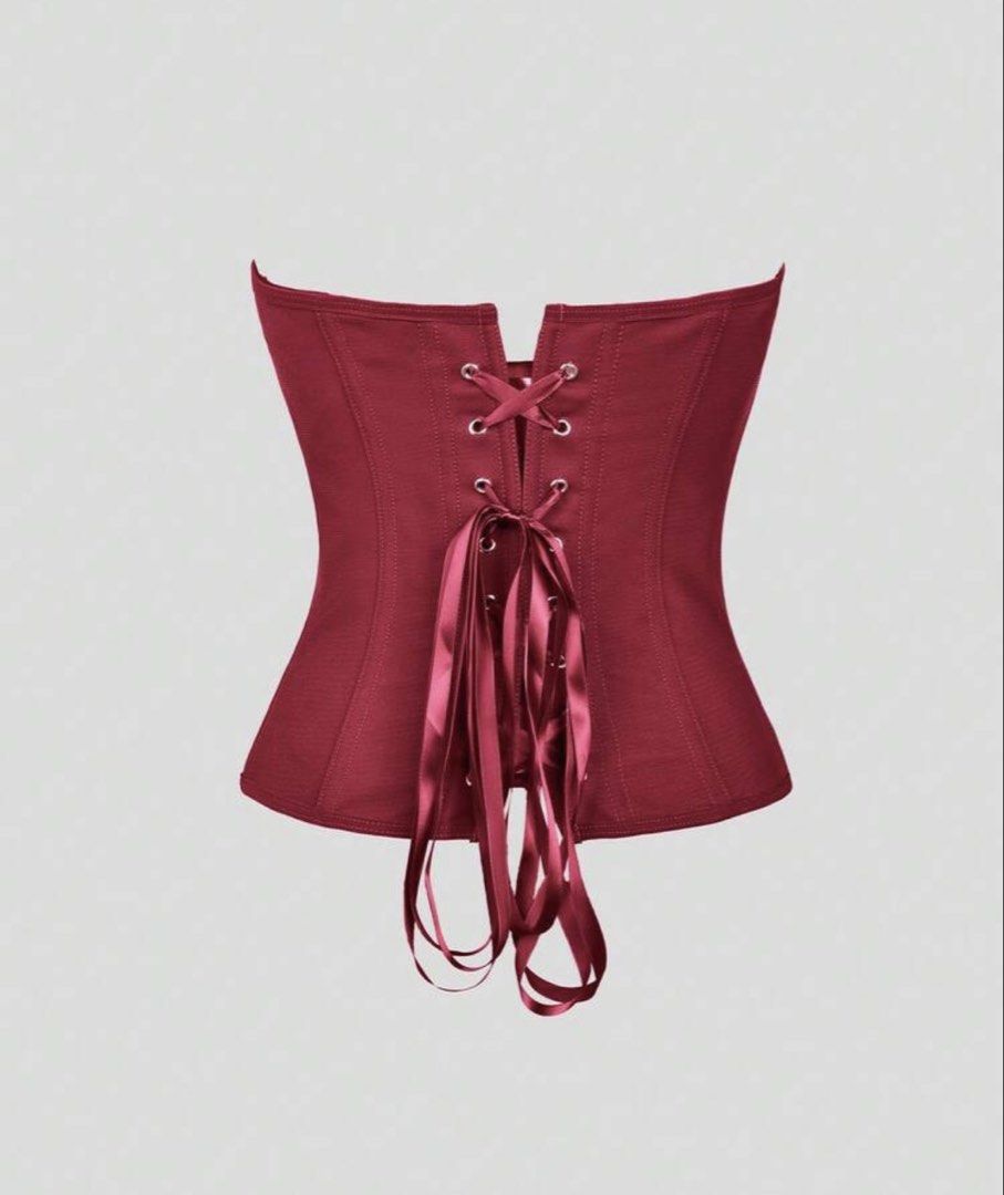 SHEIN RED CORSET TOP in size LARGE (Category: Others Tops) located in Manila. Submitted by lar_declutters (Listing ID 1469413573, Image 2). Description: Brand New, Never been worn Size: Large RFS: Wrong Size Meet Up: Around UST Delivery: Lalamove or JnT (Buyer will shoulder the shipping) .