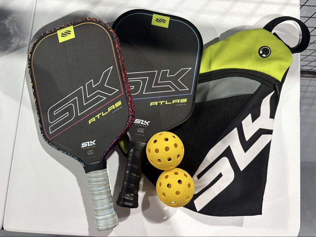 SLK Atlas Max Pickleball Paddle Bundle (Category: Racket and Ball Sports) located in Talisay. Submitted by popol0914 (Listing ID 1469411381, Image 1). Description: Selling my Selkirk Atlas Max bundle. First paddle has edge tape and overgrip. Used for 1 month only. Second paddle has no edge tape and overgrip. Used 4 times only. Only needs cleaning. No time to clean. Comes with a bag and 2 authentic Selkirk Indoor Balls. Bought from Amazon. RFS: al