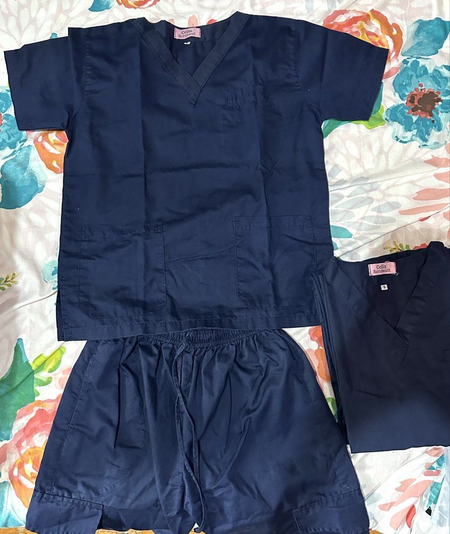 Small Size Navy Blue Scrub Suit Set (Category: Medical Supplies & Tools) located in Paranaque City. Submitted by raiselmf.605 (Listing ID 1469405016, Image 1). Description: 2 sets available, both top and bottom are small size.