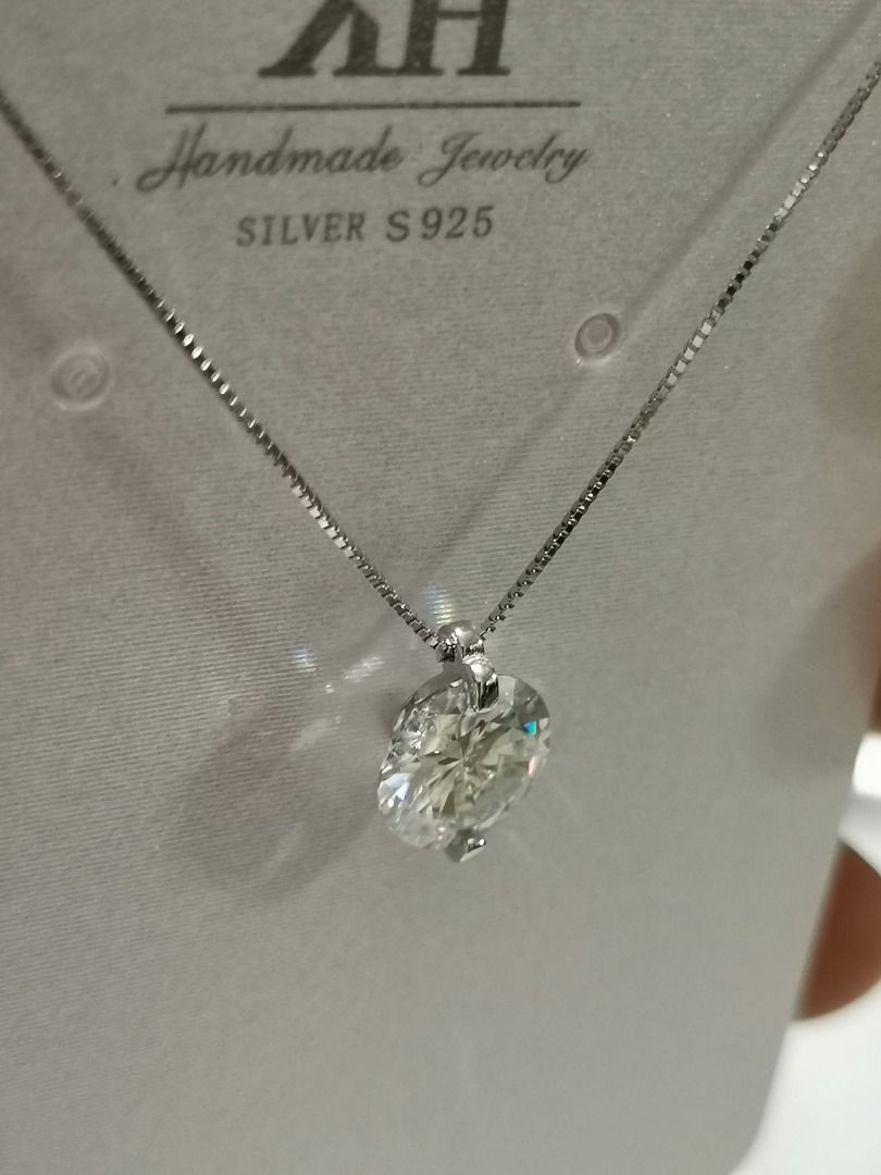 SMN35 Handmade Jewelry SOLITAIRE MOISSANITE Silver S925 Necklace, Women ...