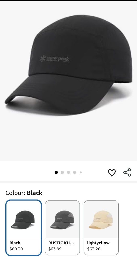 Snow Peak taslan water repellent 5 panel cap (Category: Caps & Hats) located in Kabankalan. Submitted by kane0791kpe (Listing ID 1469547456, Image 1). Description: - Brand: Snow Peak (Authentic) - Color: Classic Black - Style: 5-panel cap with embroidered logo - taslan - Water repellent - Fit: Adjustable strap for custom sizing - Material: Lightweight and ideal for outdoor activities or everyday wear - Origin: Made in Vietnam free ship nationwide