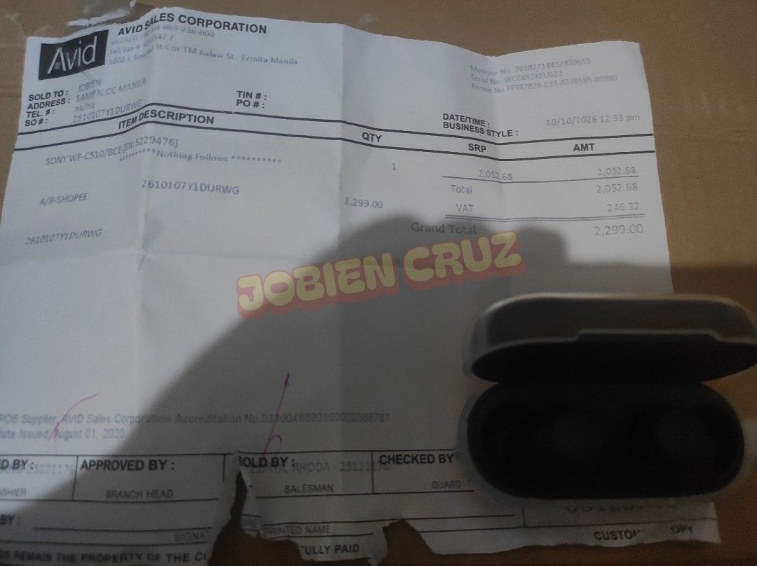 Sony WF-C510 (Category: Earphones) located in Manila. Submitted by job2k (Listing ID 1469567531, Image 2). Description: Selling • Sony WF-C510 - for P2000, (Original SRP was P2300) WITH RECEIPT • MINT CONDITION • Purchased last October 10, 2026 • FREE JELLY CASE PROTECTOR • Battery Life: Up to 11 hours on the earbuds plus another 11 hours from the charging case (22 hours total). • Quick Charge: A 5-minute charge gives up to 1 hour of playback tim