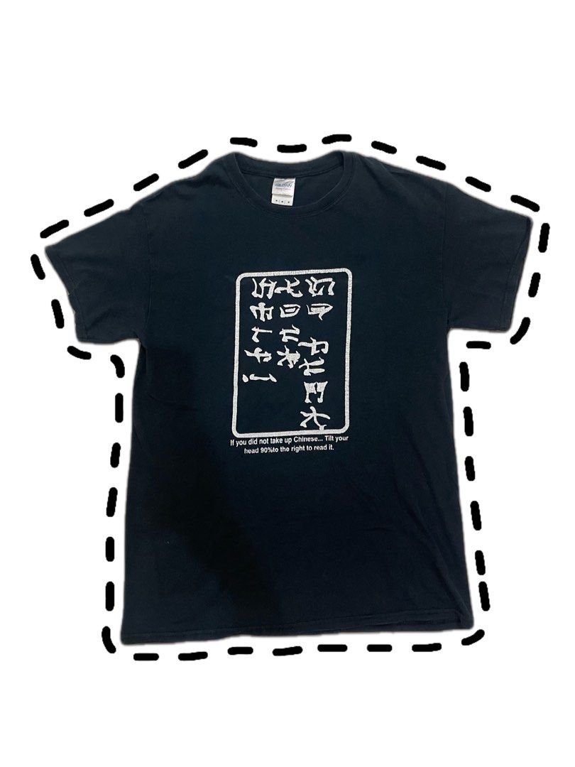 Statement tee (Category: Formal Shirts) located in San Jacinto. Submitted by clothcartelph (Listing ID 1469417802, Image 1). Description: Size: med Dimes: 20/28.5 Width: 20 Length: 28.5 Issue: multiple pinholes Color rate: 8.8/10.