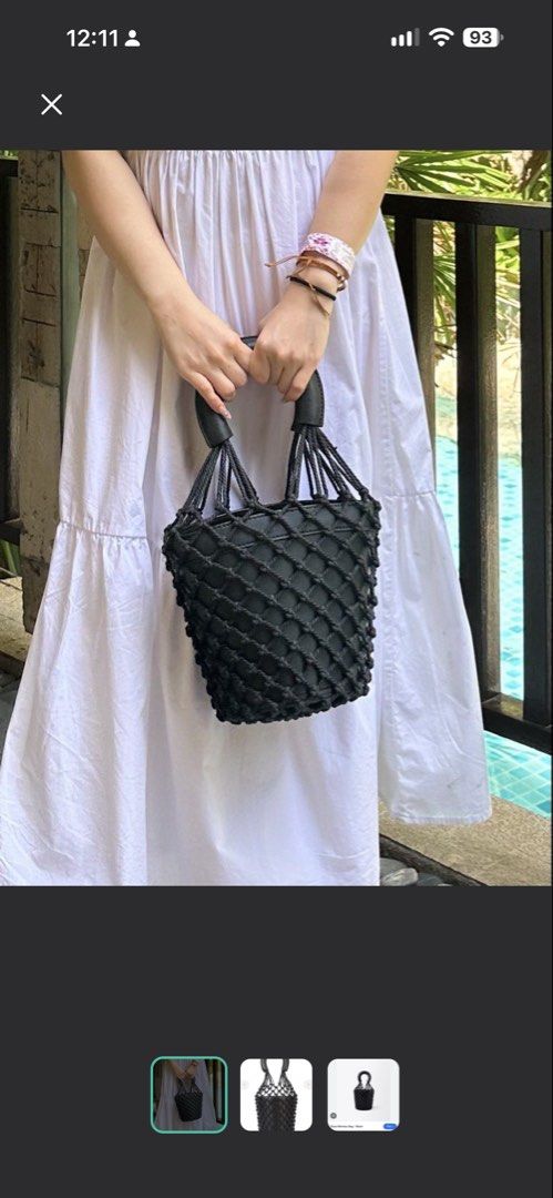 Staud Moreau Bag Black (Category: Shoulder Bags) located in Iloilo. Submitted by quailgunzone (Listing ID 1469423184, Image 1). Description: - Authentic Staud Moreau bucket bag in classic black calf leather - Features a trendy tonal macrame net overlay and structured round top handles - Original retail price: ~$375 USD - Spacious interior easily holds all your daily essentials - Versatile statement piece ideal for casual outings or dinner dates -