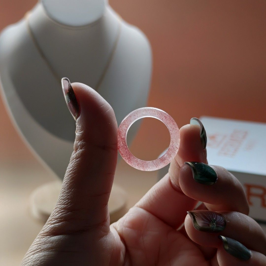 Strawberry Bangle Ring (Category: Rings) located in Manila. Submitted by enchantra_gems (Listing ID 1469464632, Image 2). Description: 🍓💗 STRAWBERRY QUARTZ BANGLE RING 💗🍓 💎 Stone: Strawberry Quartz 💗 Color: Strawberry pink / rosy pink ✨ Style: Elegant, dainty & feminine 💍 Ring Size : 7 (17mm) 💕 Traditional Meaning: Associated with love, compassion, joy, and positive energy..