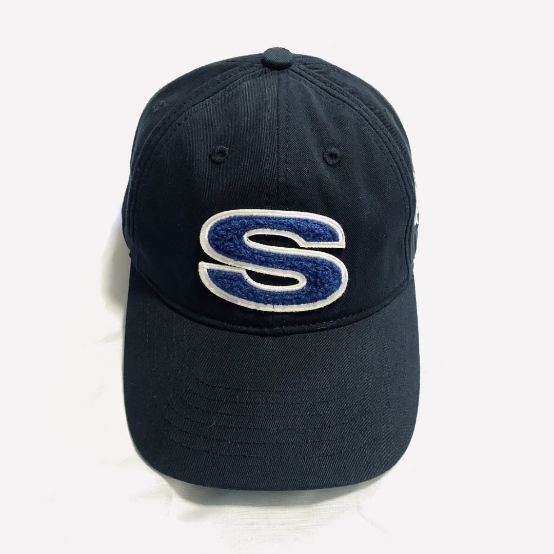 Stüssy Chenille S Low Pro Cap in black. (Category: Caps & Hats) located in Rizal. Submitted by sensorix___ (Listing ID 1469432091, Image 1). Description: Stussy hits a home run with this Chenille S Low Pro Cap, stamping it with a standout Chenille "S" logo on the front. CONDITION - LIKE NEW COLOR RATE - 9 OUT OF 10 OSFA - One Size Fits all .