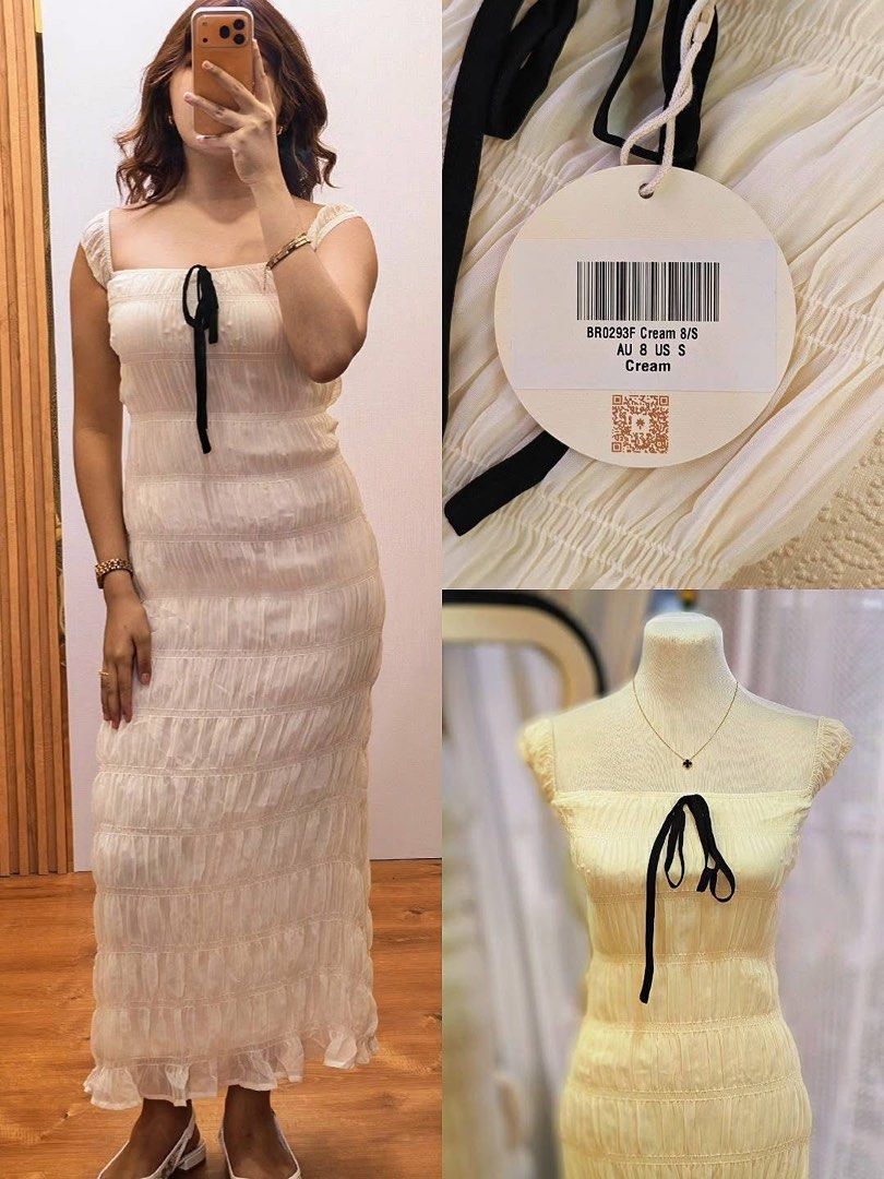 Sun White Dress (SMALL) (Category: Dresses) located in Manila. Submitted by xilala22 (Listing ID 1469532041, Image 2). Description: Brand New Australian brand Here comes the sun white Dress! Available size: small AU SIZING GUIDE S 32-34 26-28 waist *please note this may still vary depending on the fabric and cut of the clothes Reference height: 5’7, bust: 34, small-medium frame PHP₱1,499.