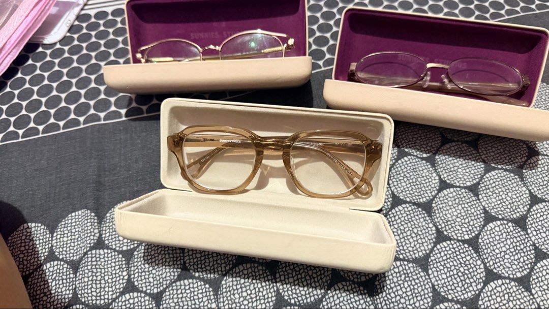Sunnies Studios Eyewear with Cases (Category: Sunglasses & Eyewear) located in Caloocan City. Submitted by tokyo112419 (Listing ID 1469500485, Image 1). Description: Sunnies eyeglasses Graded lens, kayo nalang magpapalit Models; Wilmur Peanut/ Cam/Penny .